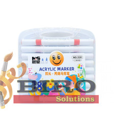 Marker Acrilic cu vârf dublu, 18 culori, cutie plastic, ML49-8